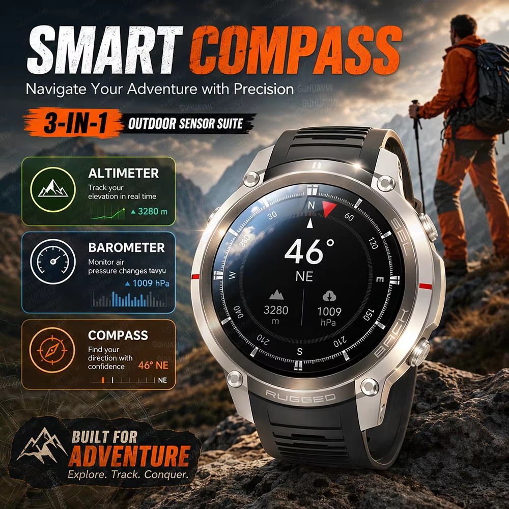 TANK Новые умные часы для акти – обзор и цена Altimeter Compass Watch