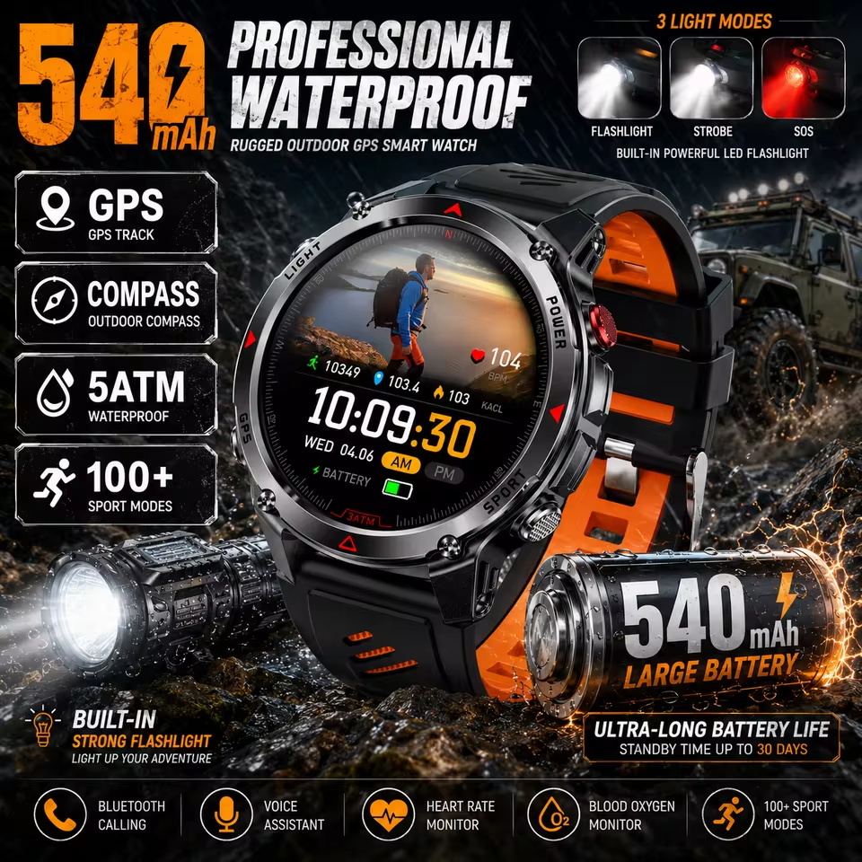 Военные умные часы с GPS, 540  – обзор и цена Altimeter Compass Watch